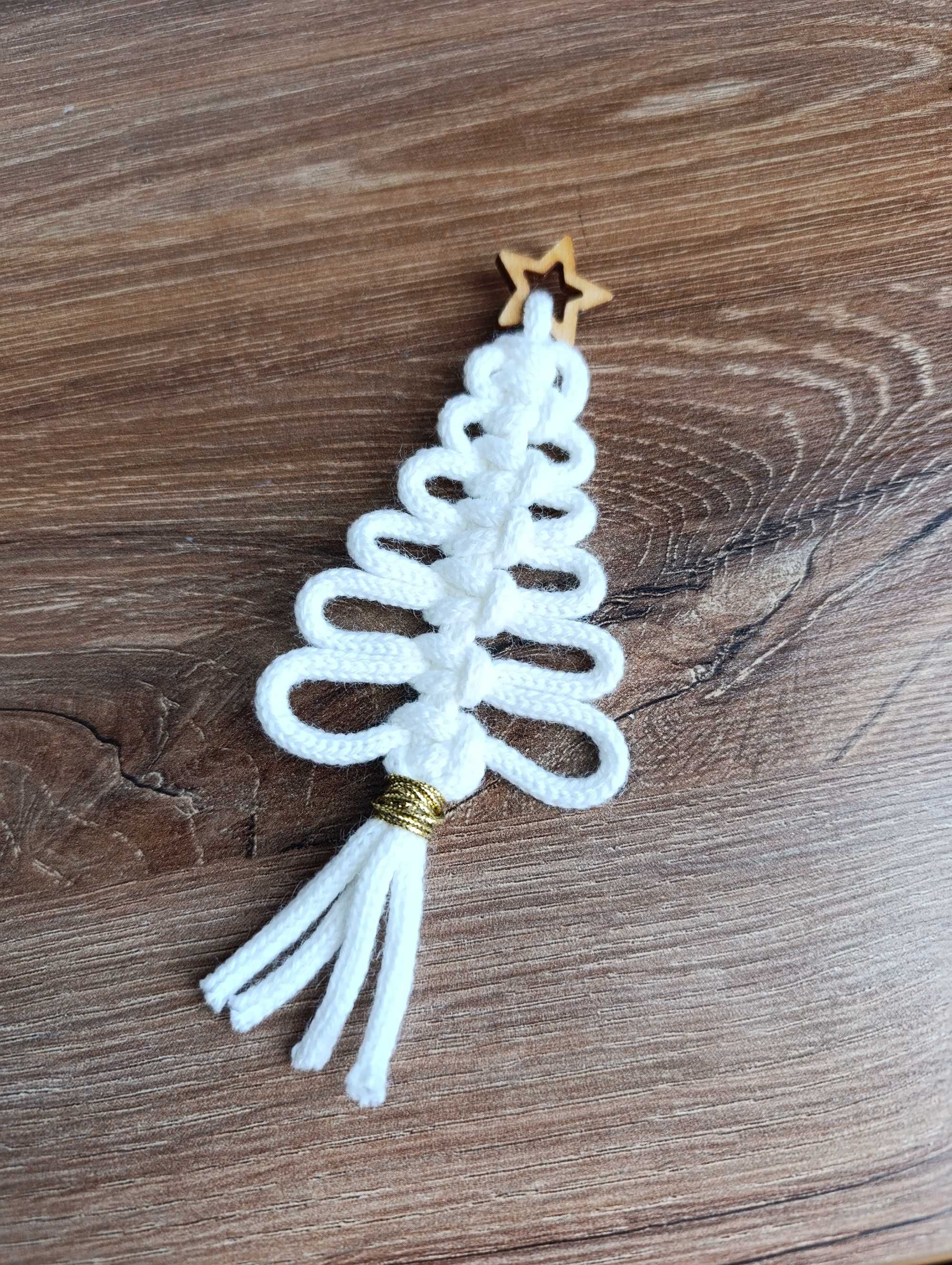 Zestaw choinek makrama święta handmade 10szt kolorowe gwiazdki