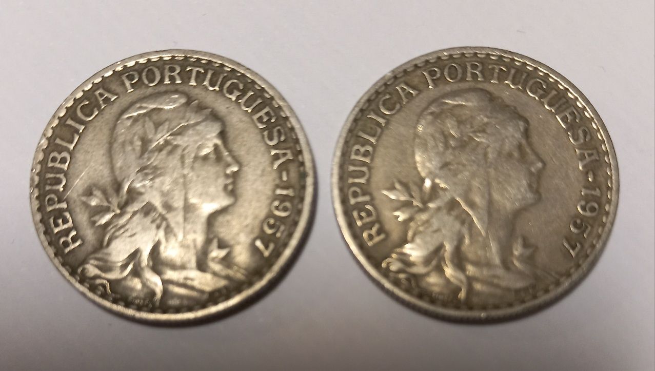 2 Moedas de 1 escudo 1957