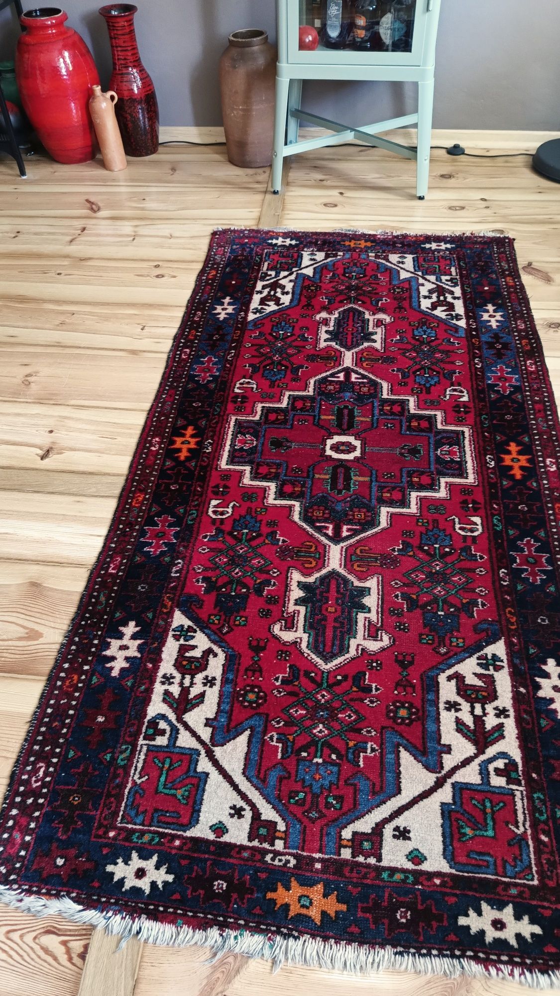 Stary dywan kilim kobierzec perski wełniany Hamadan vintage