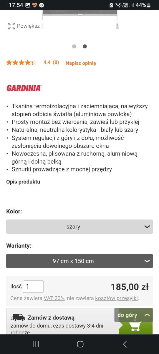 Roleta plisowana THERMO 97cm×150cm