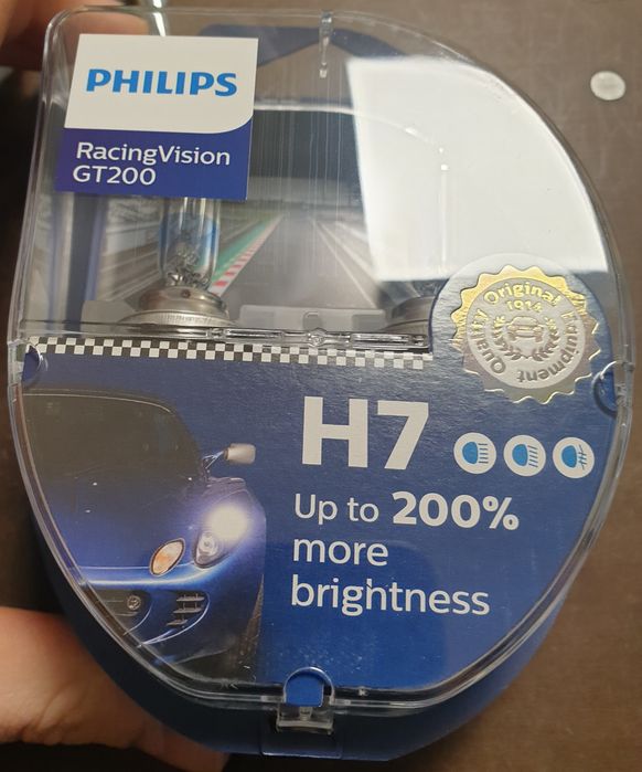 2x Żarówki Philips H7 RacingVision GT200 12v 55W BIAŁE MOCNE ŚWIATŁO