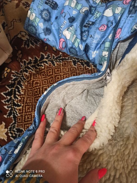 Зимний комбинезон на 1-1,5 года на овчине