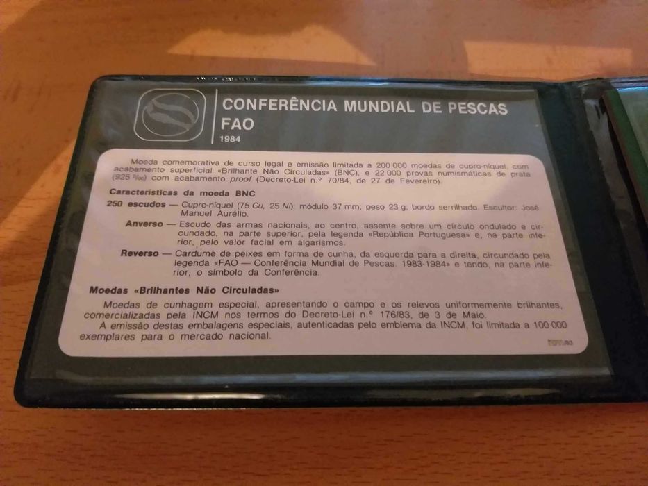 Moeda em Carteira/Estojo da FAO - Conferência Mundial das Pescas