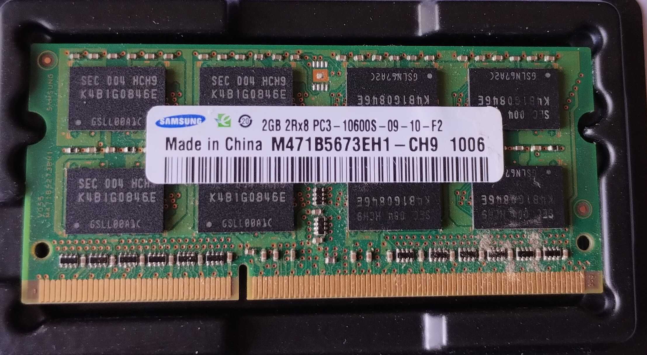 Модуль пам'яті SODIMM Samsung 2GB 2Rx8 PC3-10600S DDR3 1333Mhz-2 шт