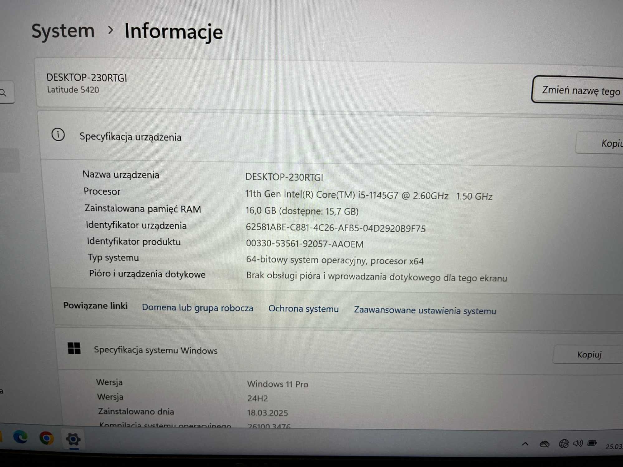 Dell Latitude 5420 Intel Core i5-1145G7 2.60GHz 16GB 256GB SSD W11