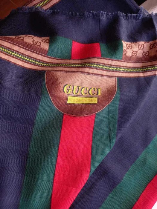 Gucci палантин 180х86 см шарф кашемир шелк двусторонний