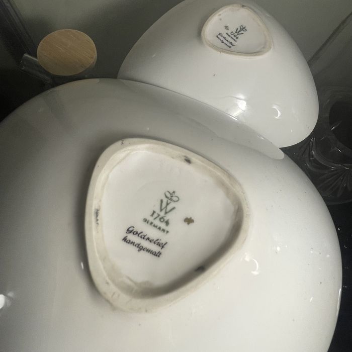 Porcelanowy półmisek wallendorf 1764 goldrelief  miska antyk