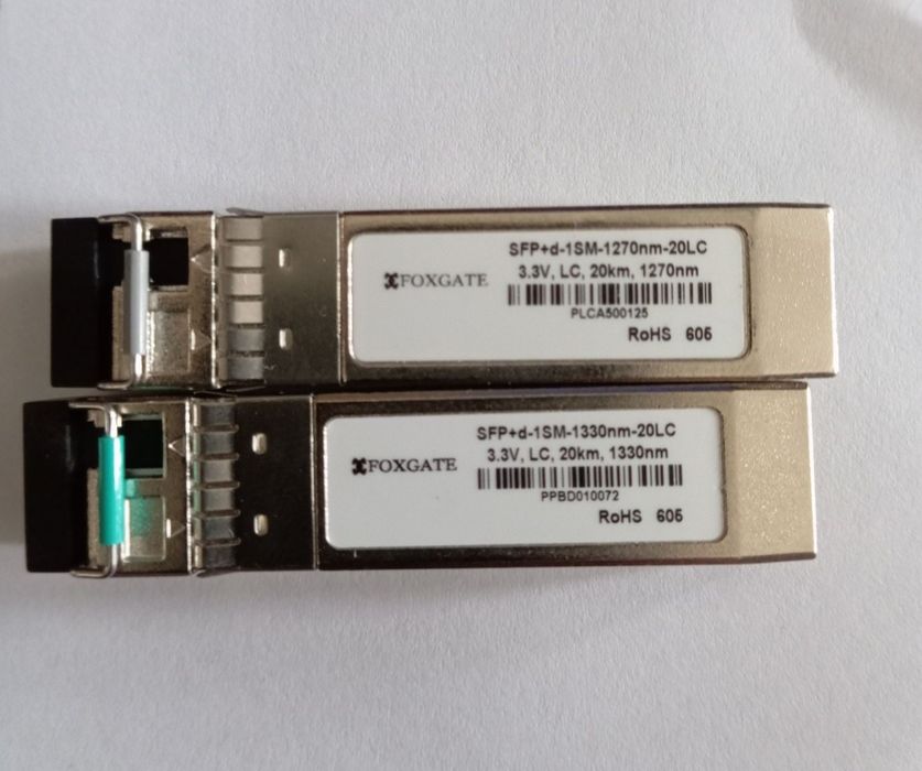 Продам пару новых SFP-модулей Foxgate (WDM 20 км) 10G по цене одного