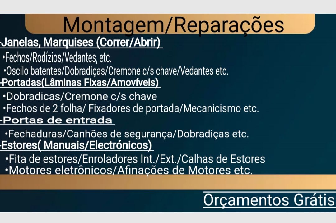 Substituição e reparação de janelas, portas de alumínio