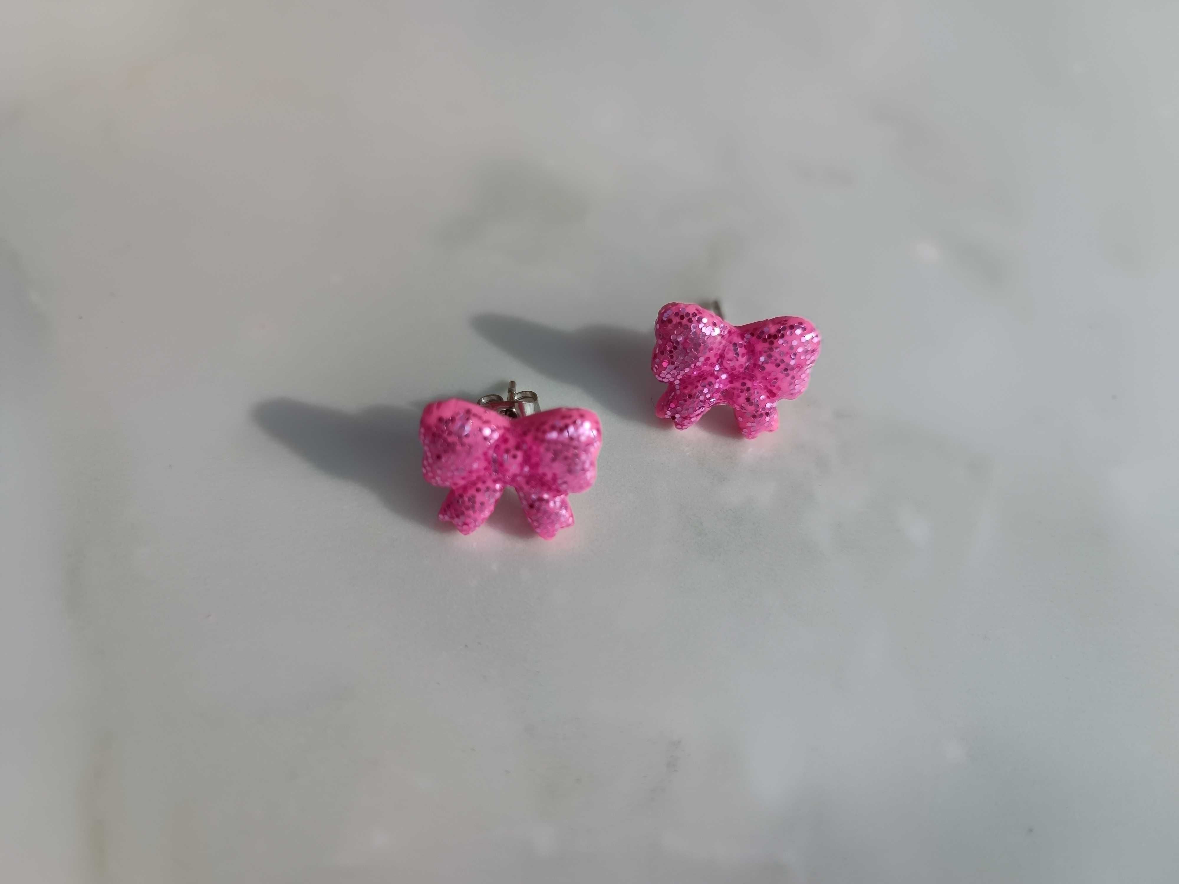 Kolczyki z gliny polimerowej "Różowe kokardki"  handmade