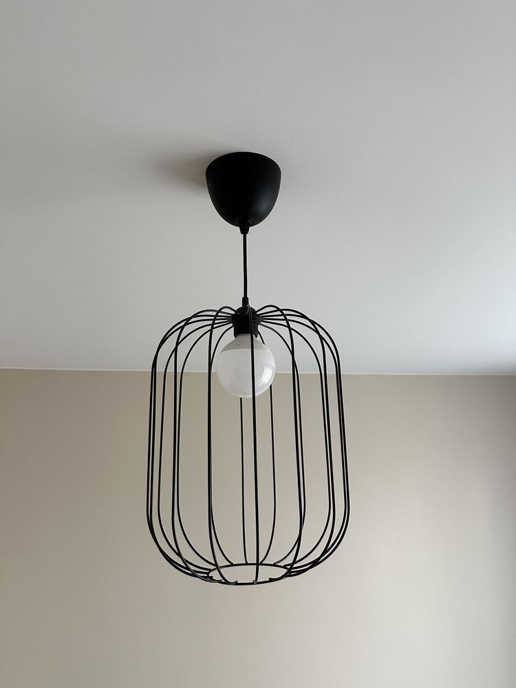 Duża lampa wisząca sufitowa żyrandol loft czarna metalowa z żarowką!