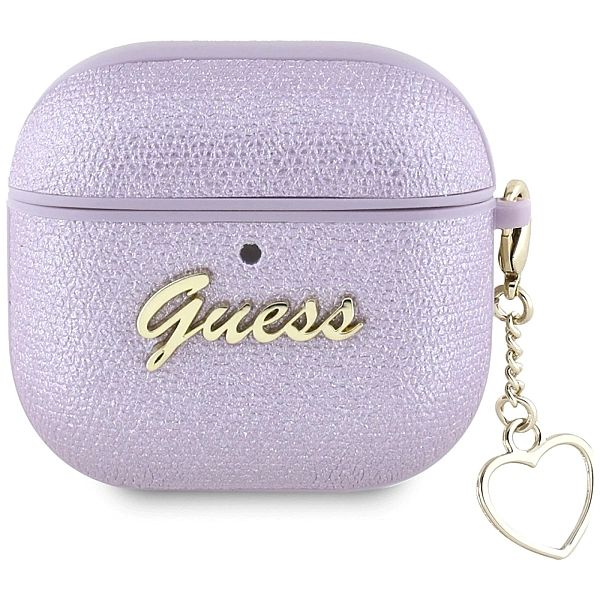 Etui Guess Metallic Script Charm na AirPods 4 - fioletowe