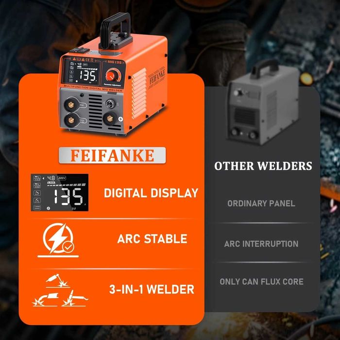 F1286 Máquina soldar Fio e eletrodo MIG135 e ARC COM CABOS E ROLO