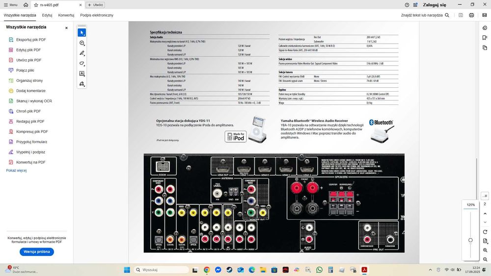 Amplituner Kina Domowego Yamaha RX-V465