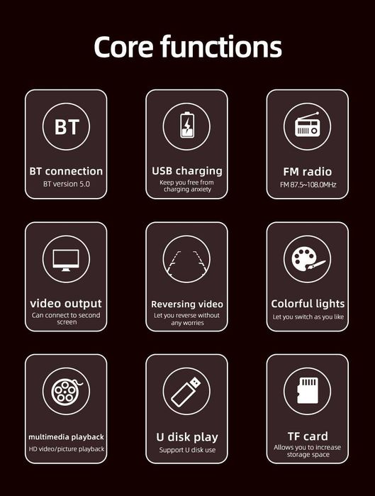 Radio 1 Din 4.1 Inch FM Audio  Bluetooth Com camara marcha atrás