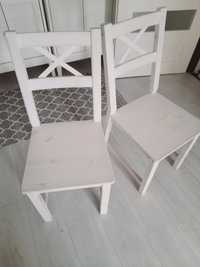 Krzesła drewniane, białe, przecierane, 2 szt.