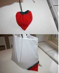 torba płócienna shopper bag składana A4 truskawka hand made