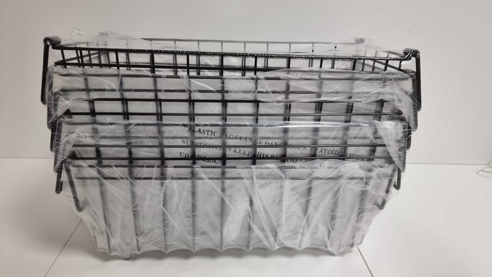 Zestaw 5 metalowych koszy piętrowych czarne organizery domowe