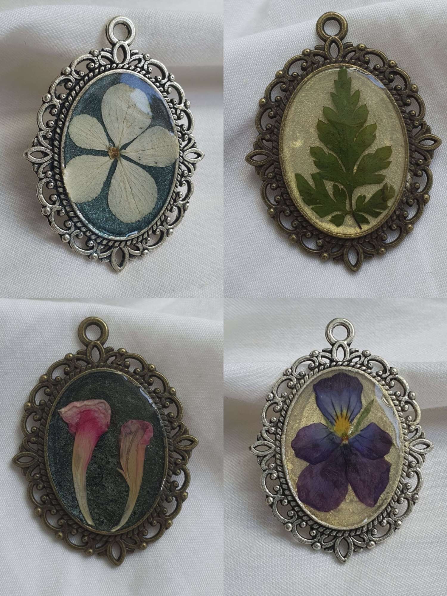 Zawieszki z kwiatami biżuteria goblinecore cottagecore witchy retro