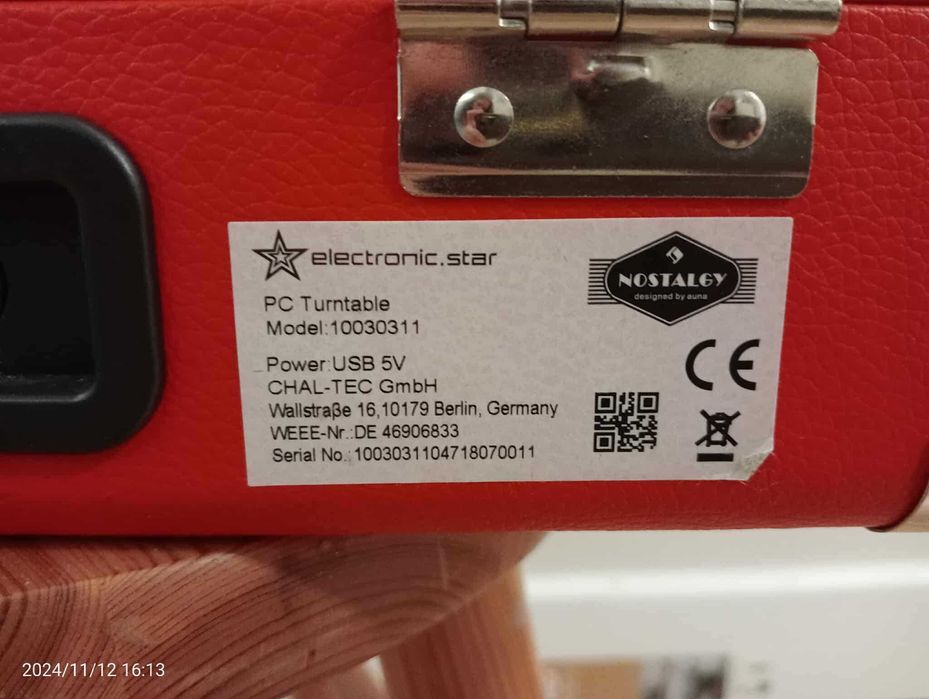 Gramofon retro Nostalgy PeggySue czerwony