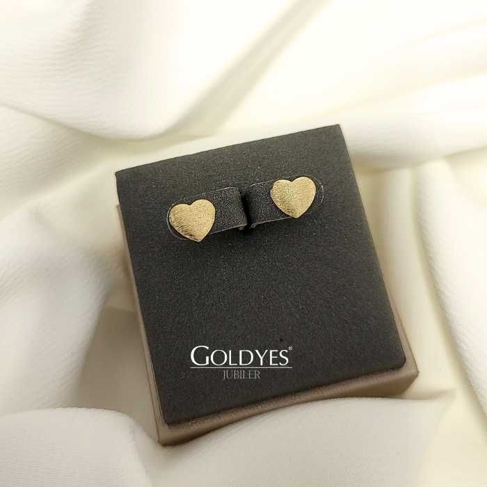 Złote kolczyki serca złoto matowe szczotkowane próby złota 585