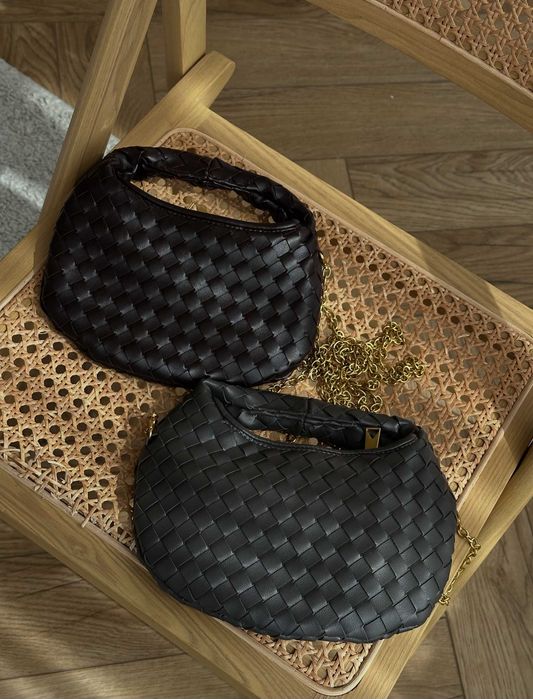 Плетена шкіряна сумка,бордова сумка