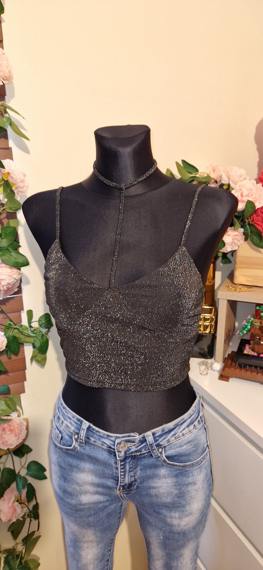 Bluzka czarna  crop top