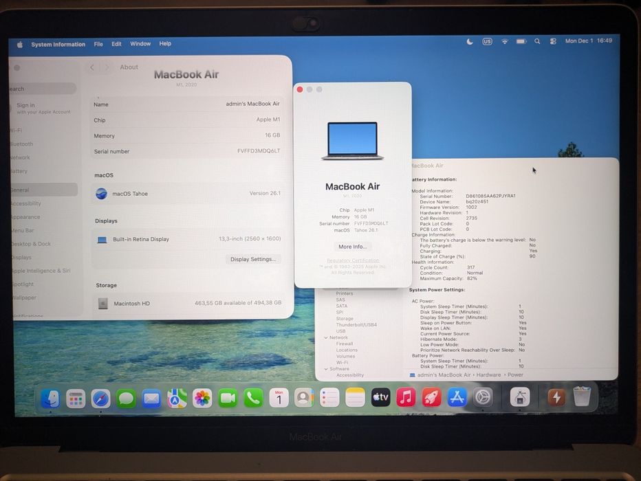 MacBook Air M1, 2021, 13",  16/512 ГБ, гарний стан.