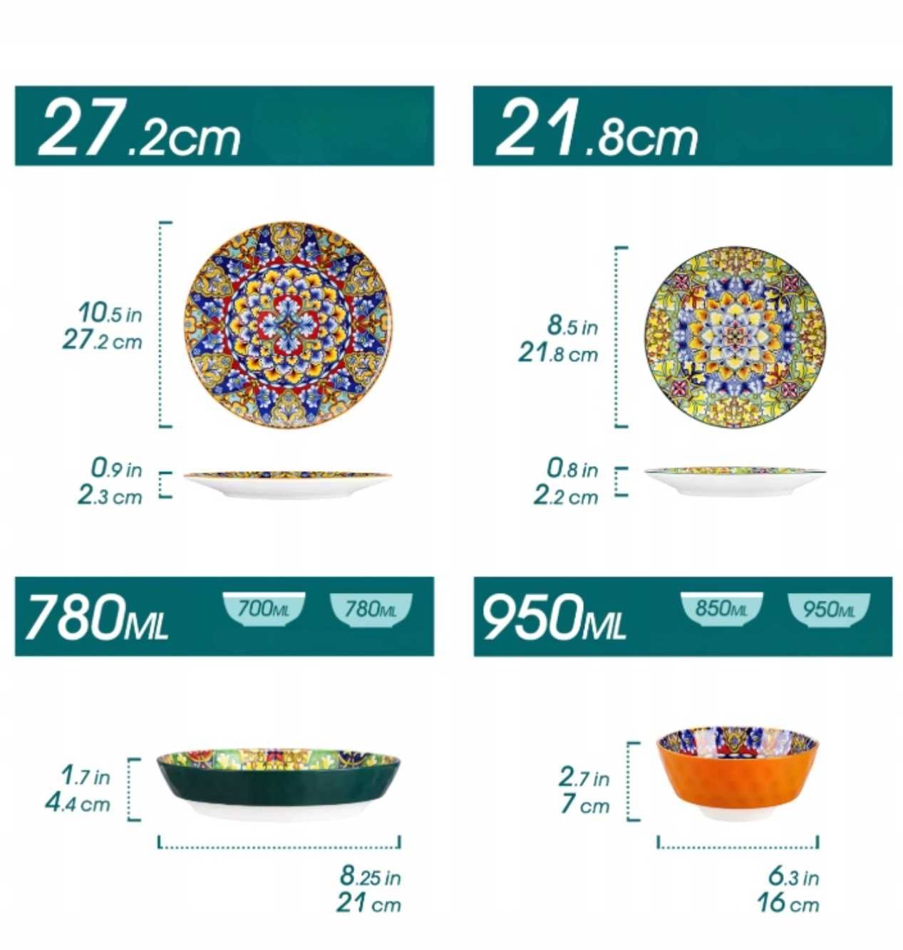 Zestaw obiadowy Vancasso 24 el. Ceramika Boho – Nowy, Piękny Wzór