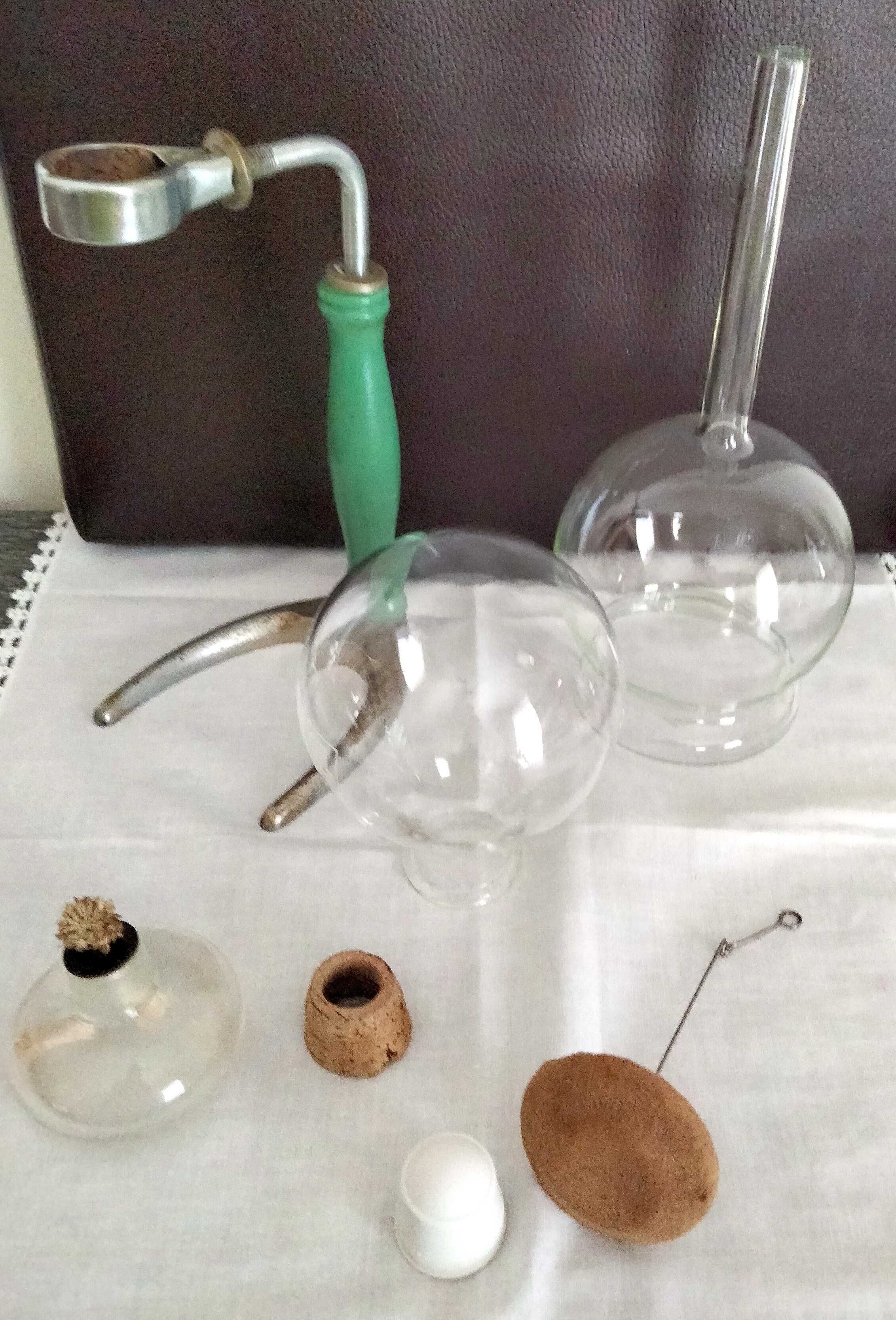 Máquina de café de balão antiga em vidro e metal, 500ml