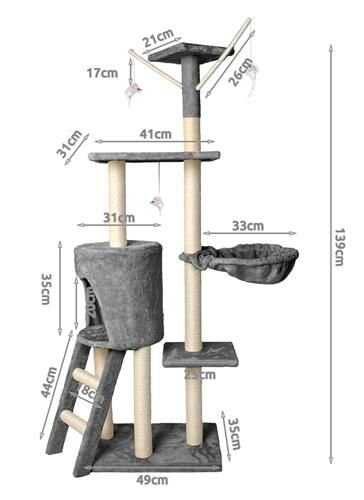 Drzewko dla kota 138cm szare drapak xl