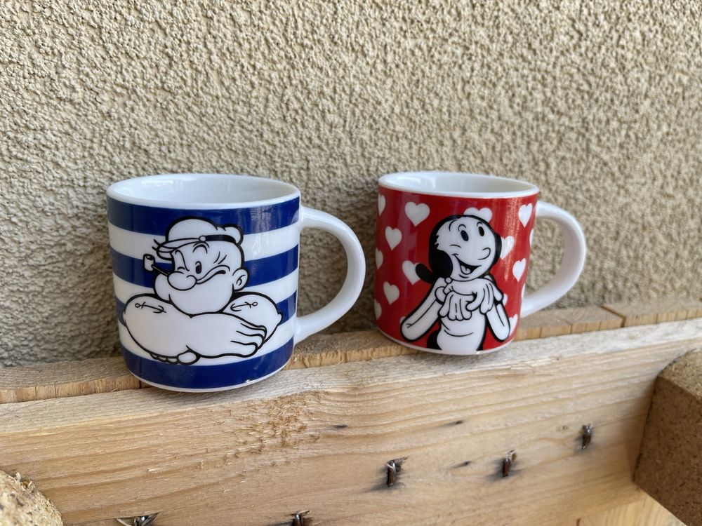 Filiżanki kubki 100ml porcelana nowe popeye olive