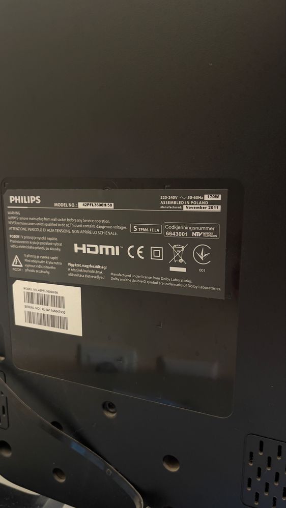 Телевізор PHILIPS 42PFL3606H/58