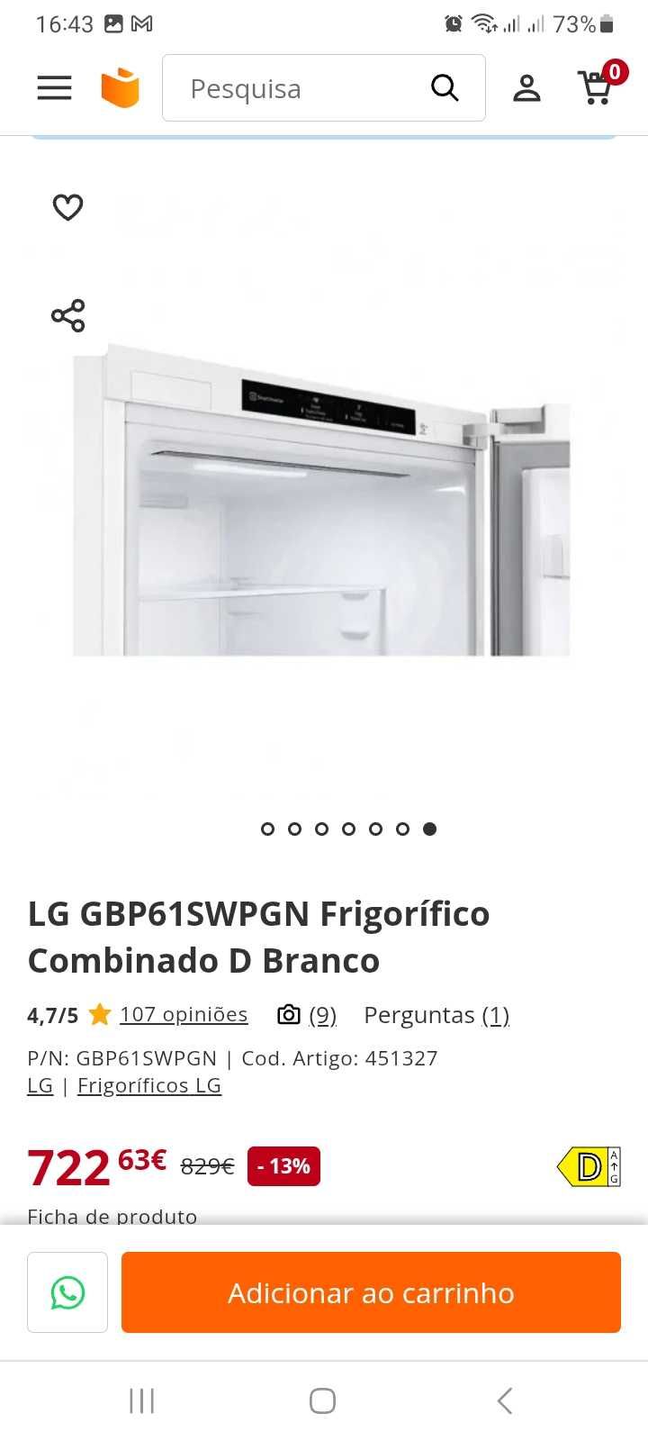 Frigorifico combinado LG novo embalado