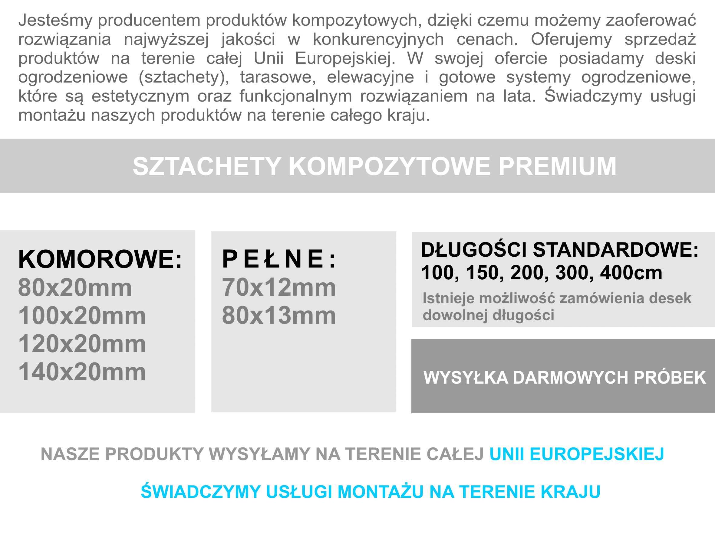 Sztachety kompozytowe, deska ogrodzeniowa WPC, ogrodzenia PRODUCENT