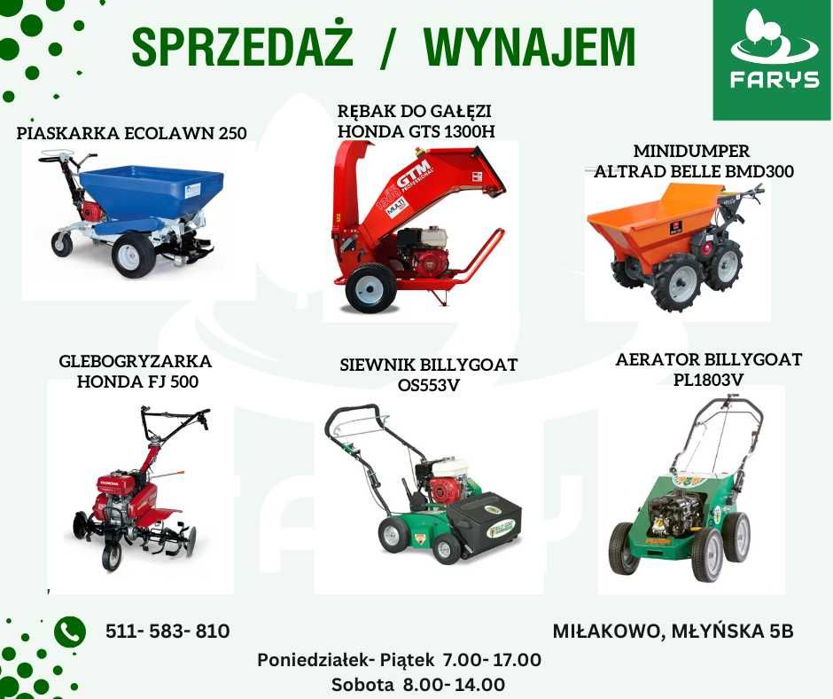 Wypożyczalnia profesjonalnego sprzętu ogrodniczego i budowlanego.