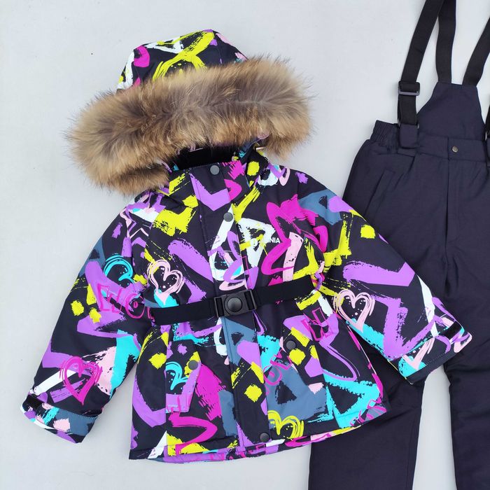 Зимовий дитячий комплект термокомбінезон для дівчинки 110-134 мембрана