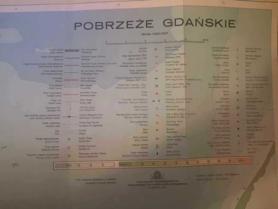 Pobrzeże Gdańskie mapa turystyczna z 1970 roku