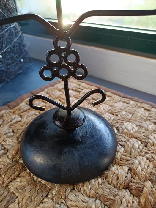 Castiçal vintage.com pé em madeira