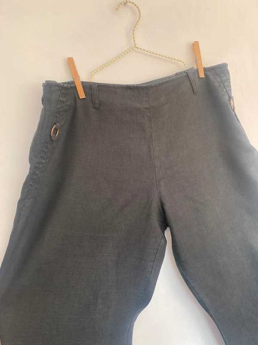 Czarne szerokie lniane spodnie na lato 46 3xl Marks & Spencer zwiewne