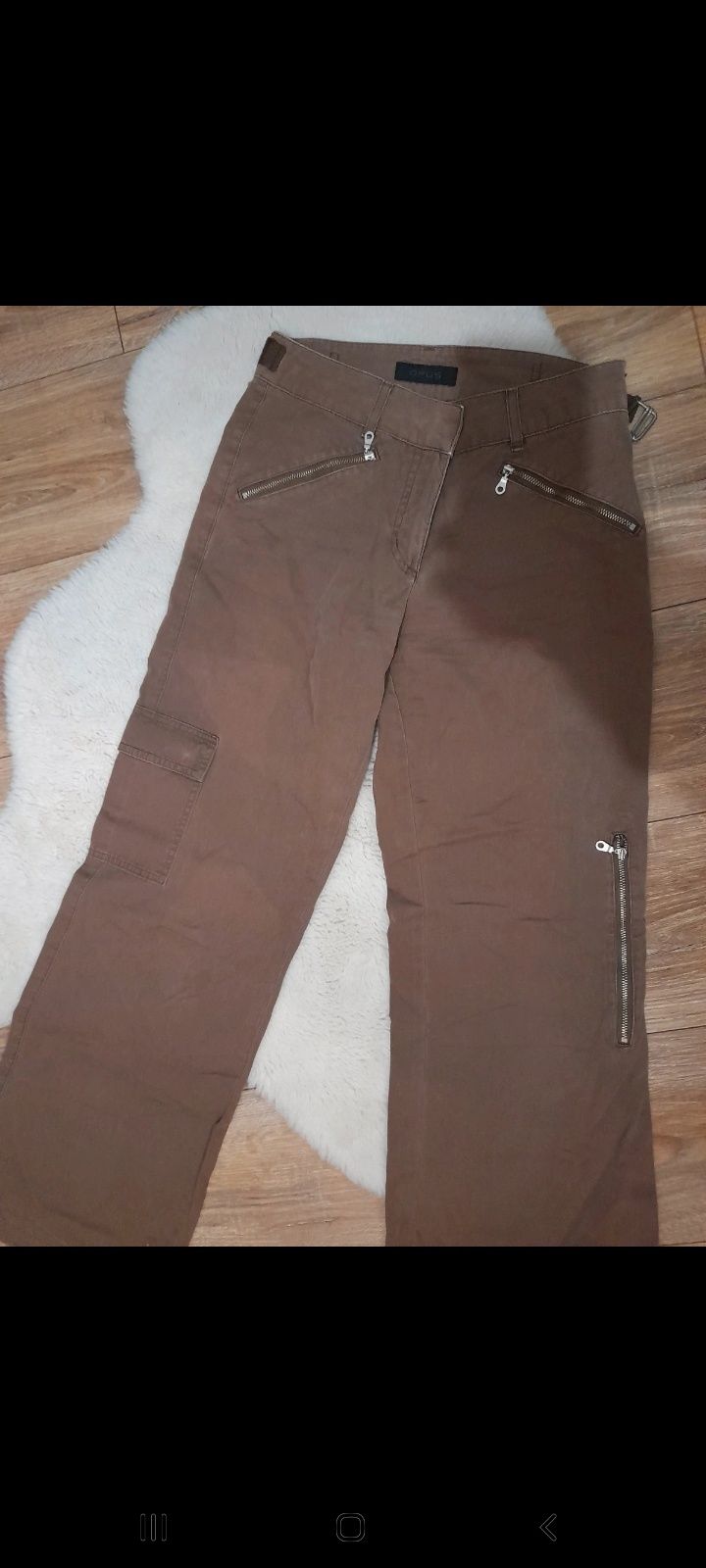 Spodnie cargo - z szerokimi nogawkami, brązowe