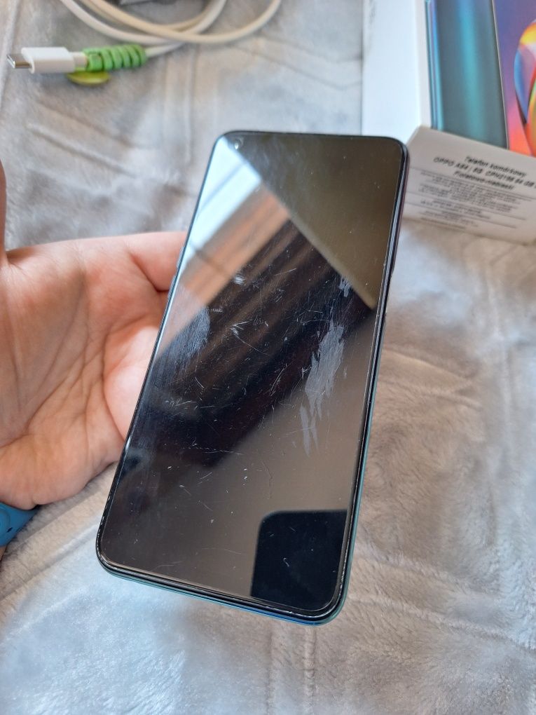 Oppo A54 5g telefon smartfon fioletowo niebieski ładowarka