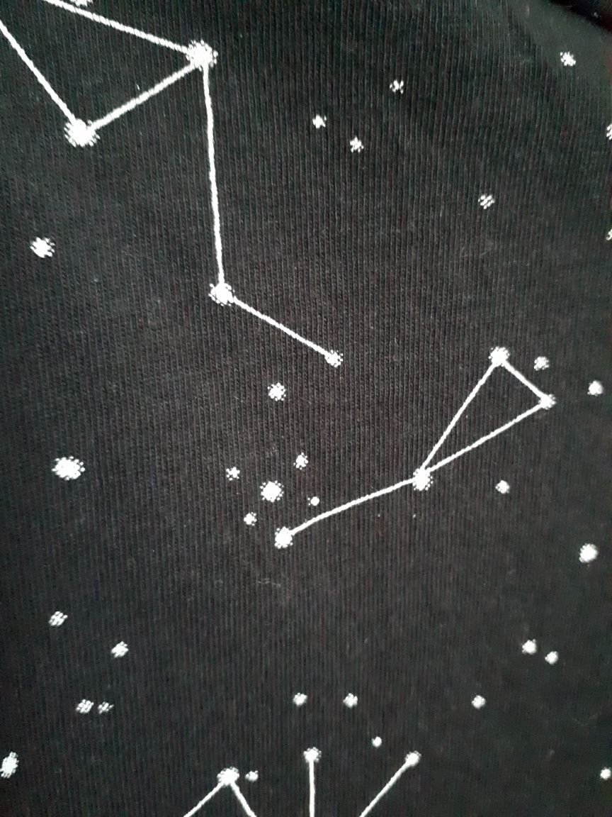 NOWA czarna koszulka w konstelacje gwiazd, S/M