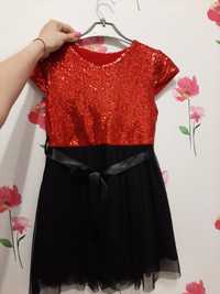 Платье нарядное паетки для девочки 6-7 лет на фотосессию красно чёрное