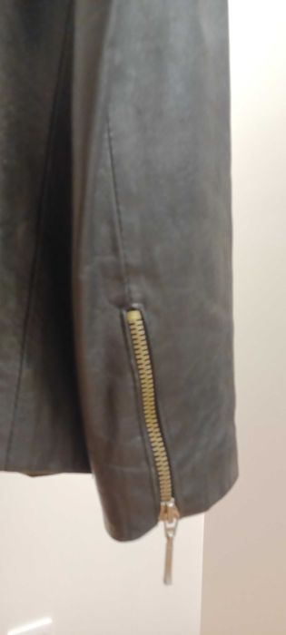 Casaco de couro genuíno Preto