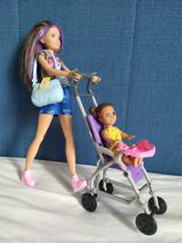 Lalka Barbie opiekunka Bibas z wózkiem