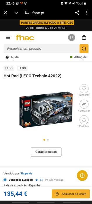 Lego Hot Rod (LEGO Technic 42022) RARO
Lego completanente novo.
Idade
