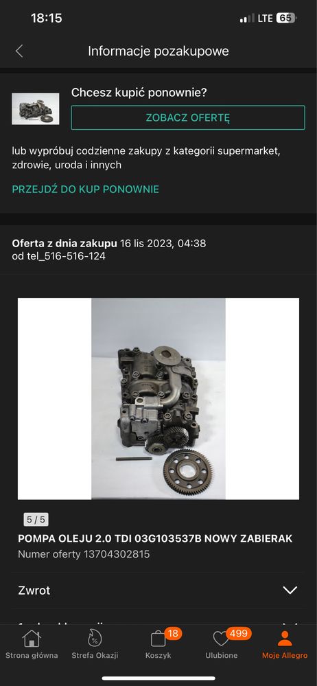 Pompa oleju vw pasat b6