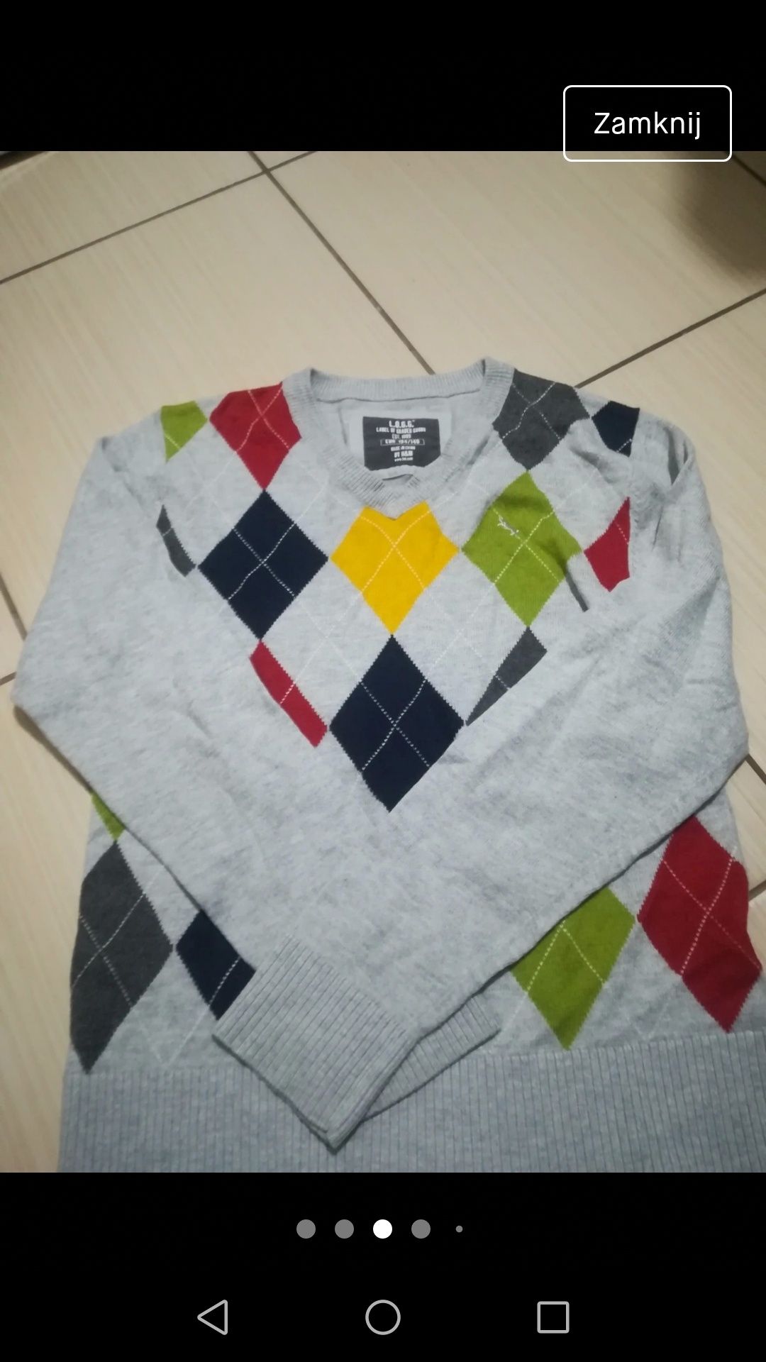 sweter sweterek chłopięcy w kratkę V-neck L.O.G.G H&M