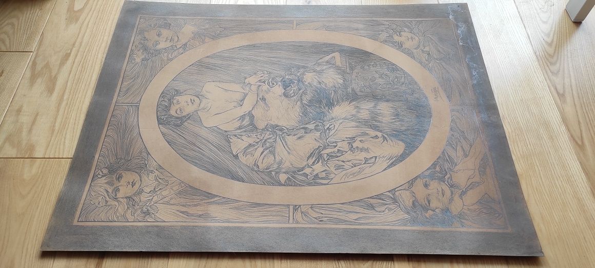 Alfons Mucha duży plakat ołówek szkic